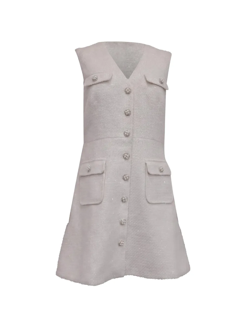 Self-Portrait V-neck tweed dress - Neutrals