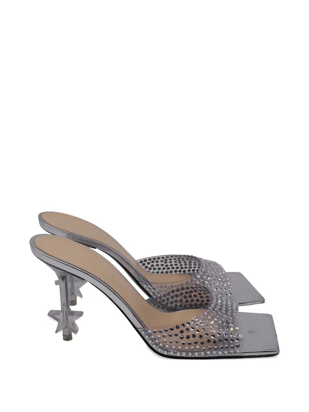 MACH & MACH crystal square-toe sandals - Argento