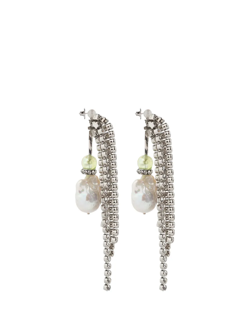 DRIES VAN NOTEN strass-embellished drop earrings - Argento
