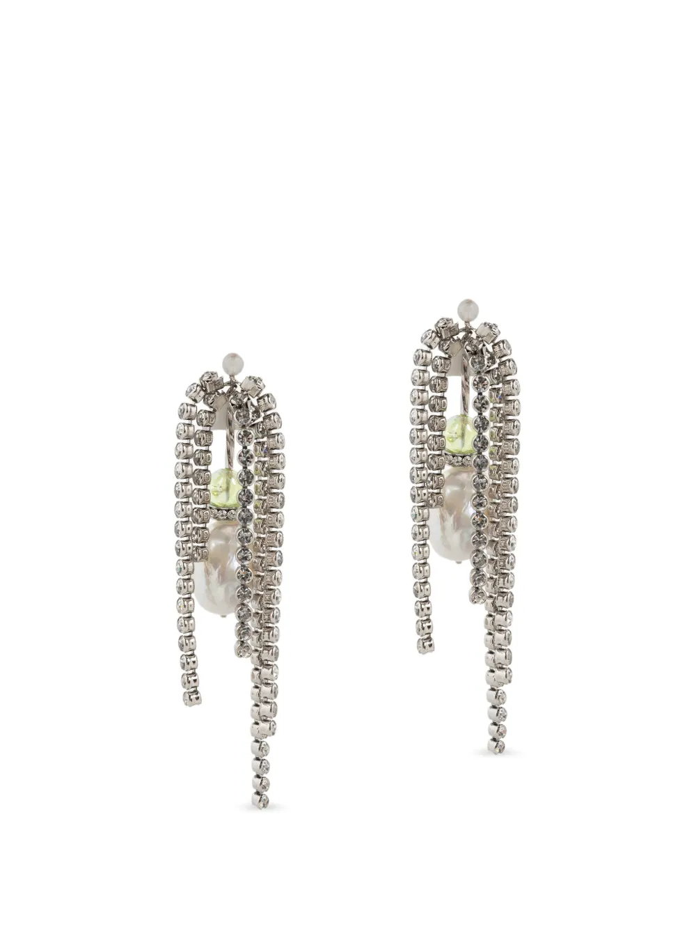 DRIES VAN NOTEN strass-embellished drop earrings - Argento