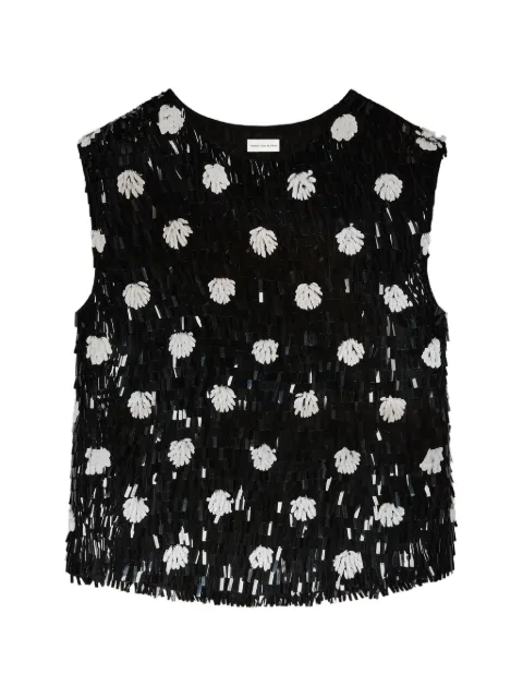 DRIES VAN NOTEN embroidered polka-dot silk top
