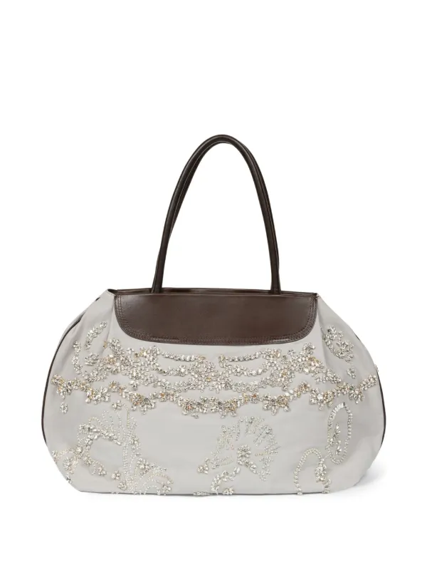 DRIES VAN NOTEN Embroidered Shoulder Bag | Grey | FARFETCH