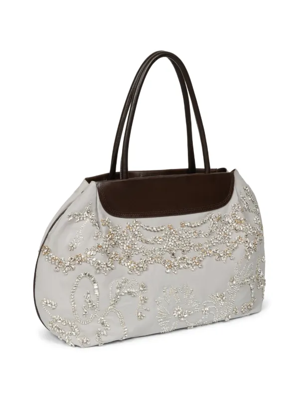 DRIES VAN NOTEN Embroidered Shoulder Bag | Grey | FARFETCH