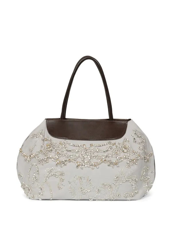 Dries Van Noten Embroidered Shoulder Bag in Grey