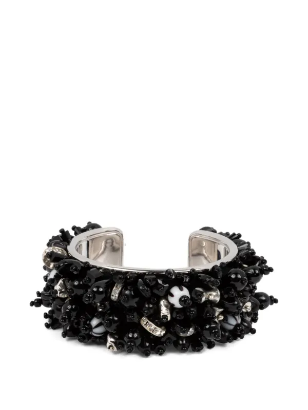Dries Van Noten Beaded Cuff Bracelet in Silver