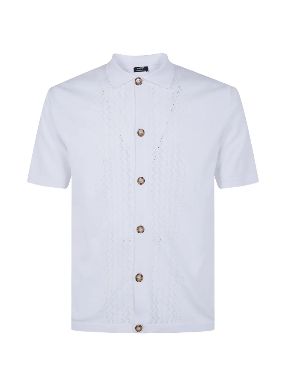 Barba pointelle-knit short-sleeve shirt - Bianco