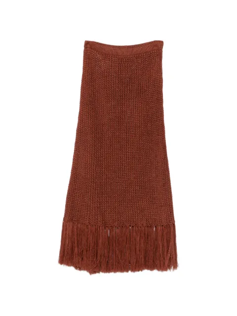 Plan C fringe-trim open-knit maxi skirt