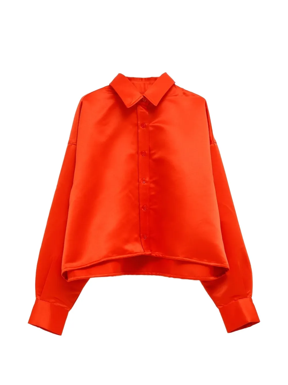 The Frankie Shop Arlen satin-finish cropped shirt - Arancione