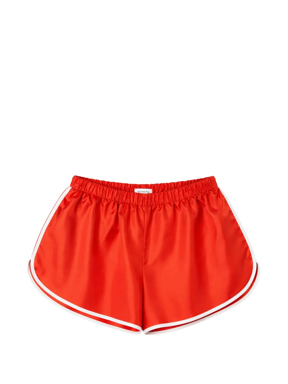 The Frankie Shop Aria contrast-trim satin shorts - Red