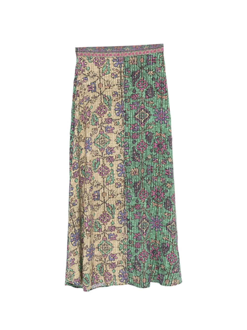 Ba&Sh Midi-plooirok met geometrische print Beige