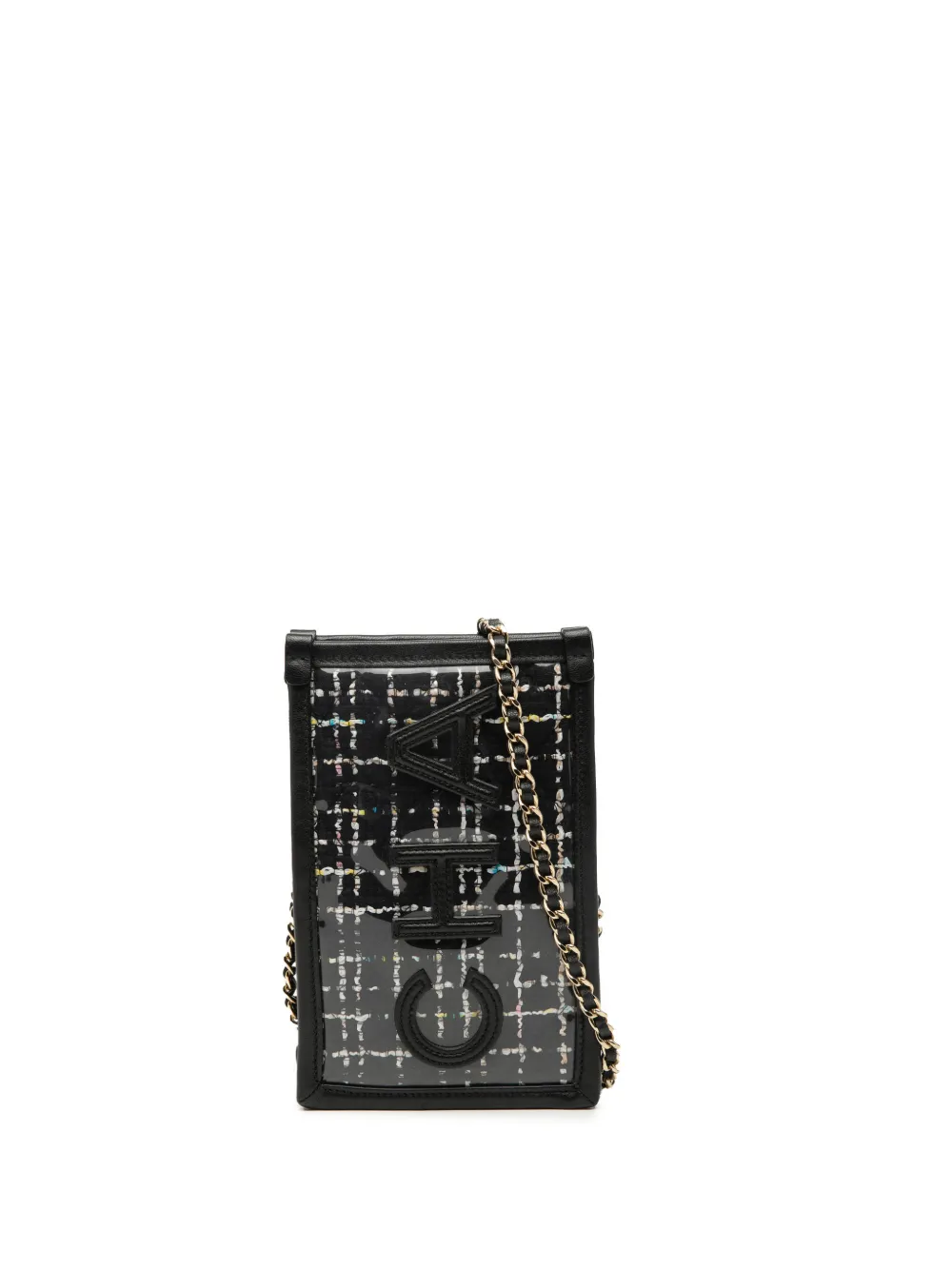 CHANEL Pre-Owned 2019 Tweed and PVC Phone Clutch with Chain crossbody bag - Nero