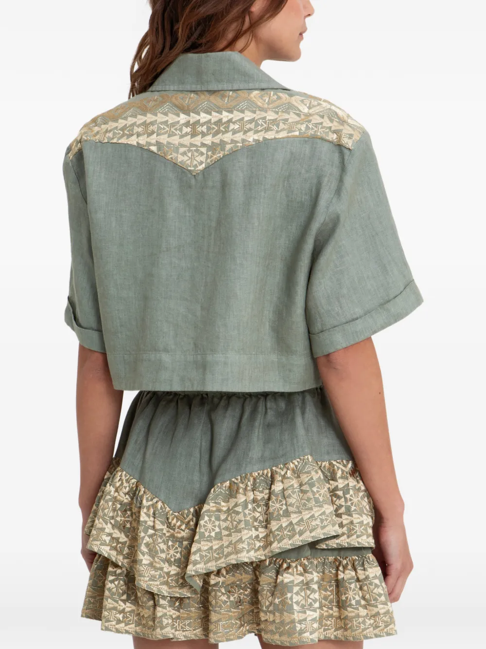  Greek Archaic Kori Chemise à Imprimé Géométrique - Vert 