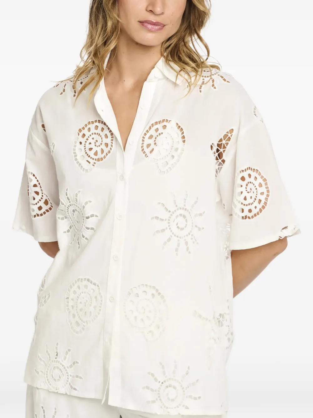 Miss June Kyle cut-out detail cotton shirt - Bianco