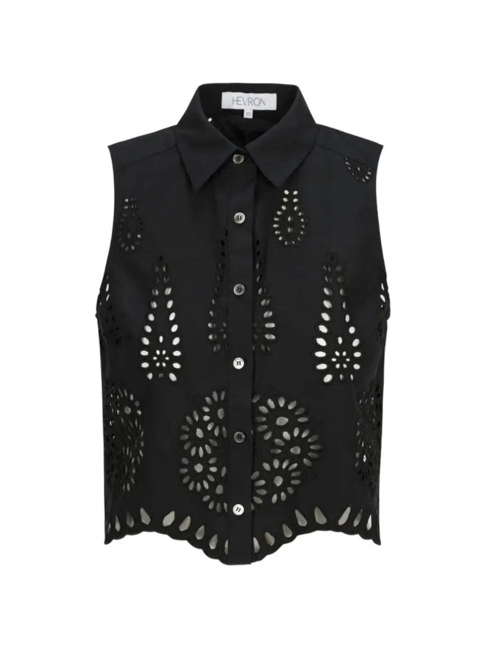 HEVRON Katja openwork sleeveless top - Nero