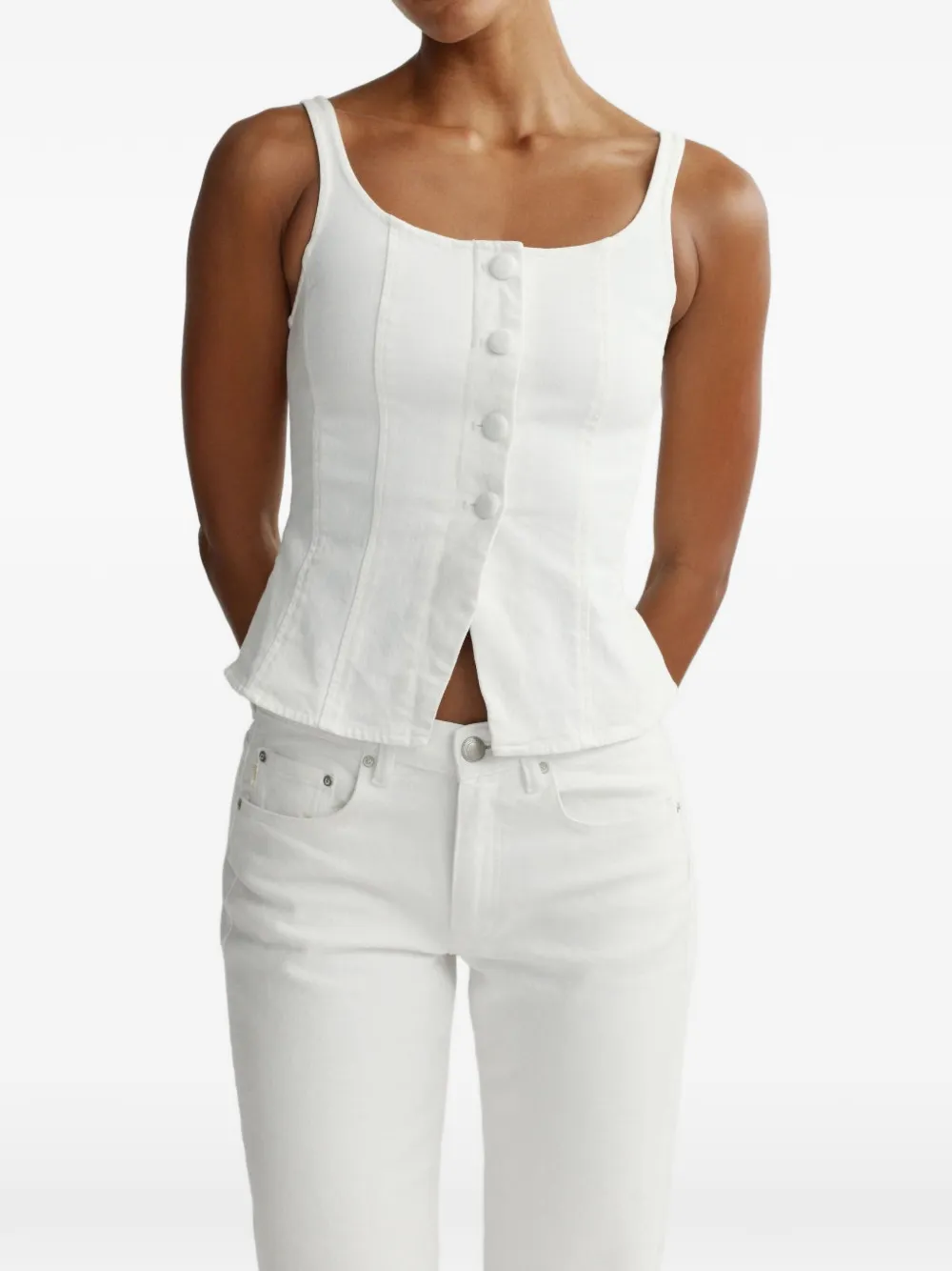 DL1961 button front top - Bianco