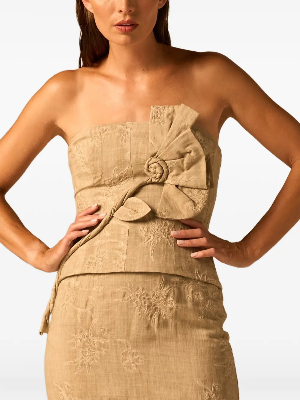 JBQ Florence bow-embroidered blouse - Verde