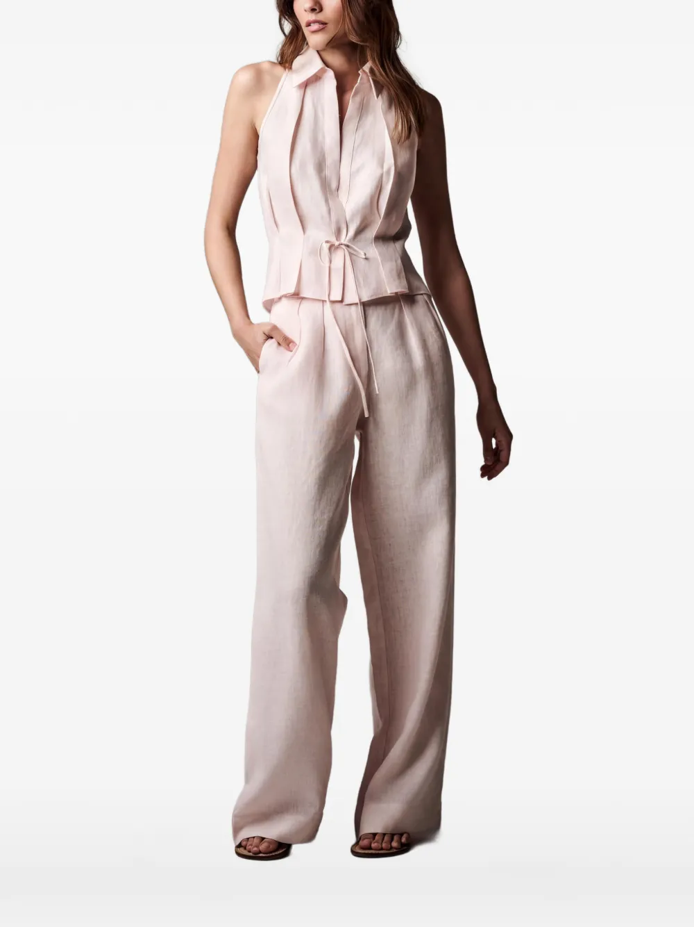 HEVRON collared tie top - Rosa