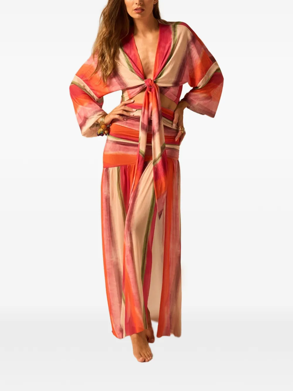 JBQ striped maxi skirt - Orange