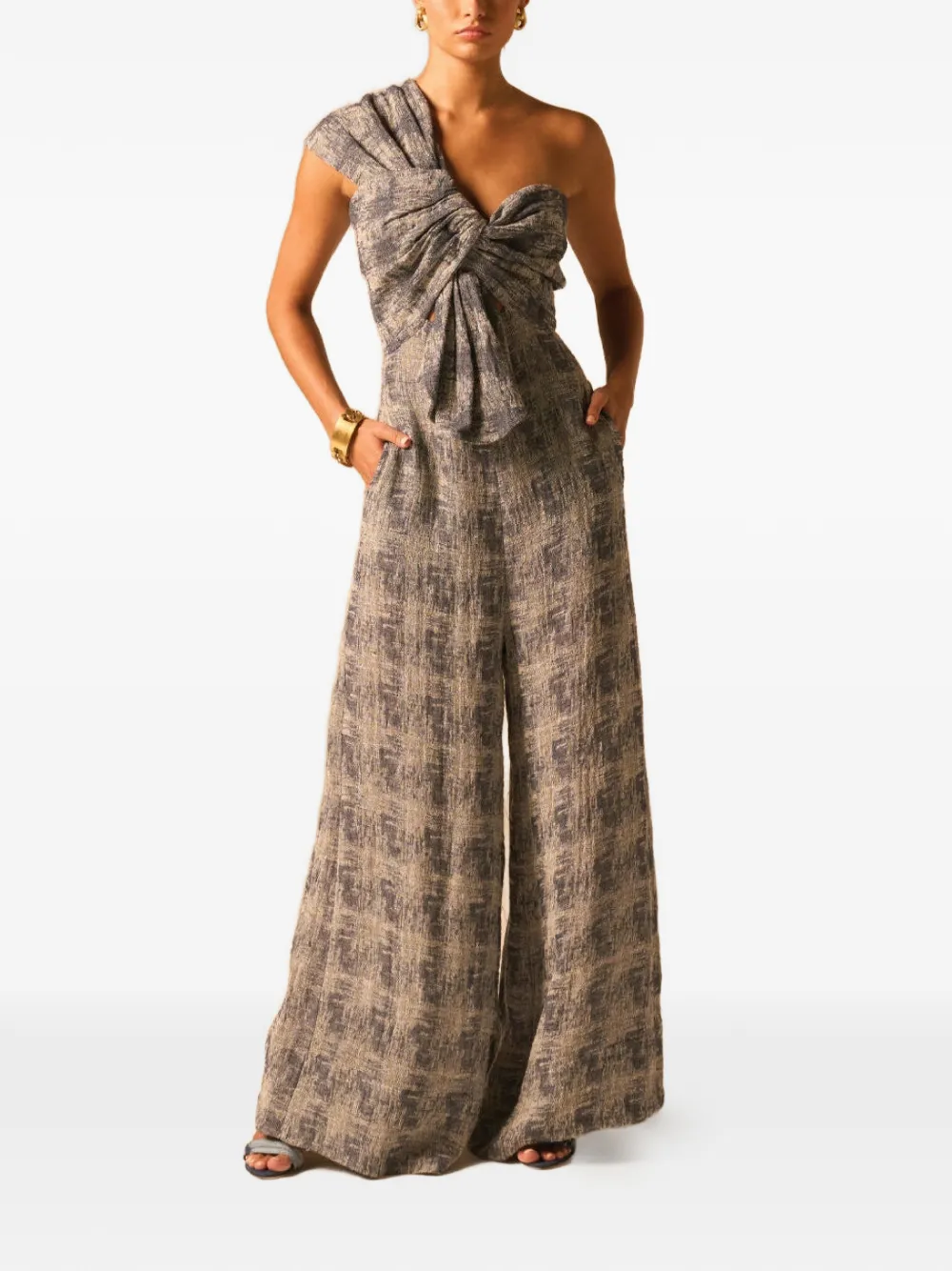 JBQ Eden one-shoulder linen jumpsuit - Blu