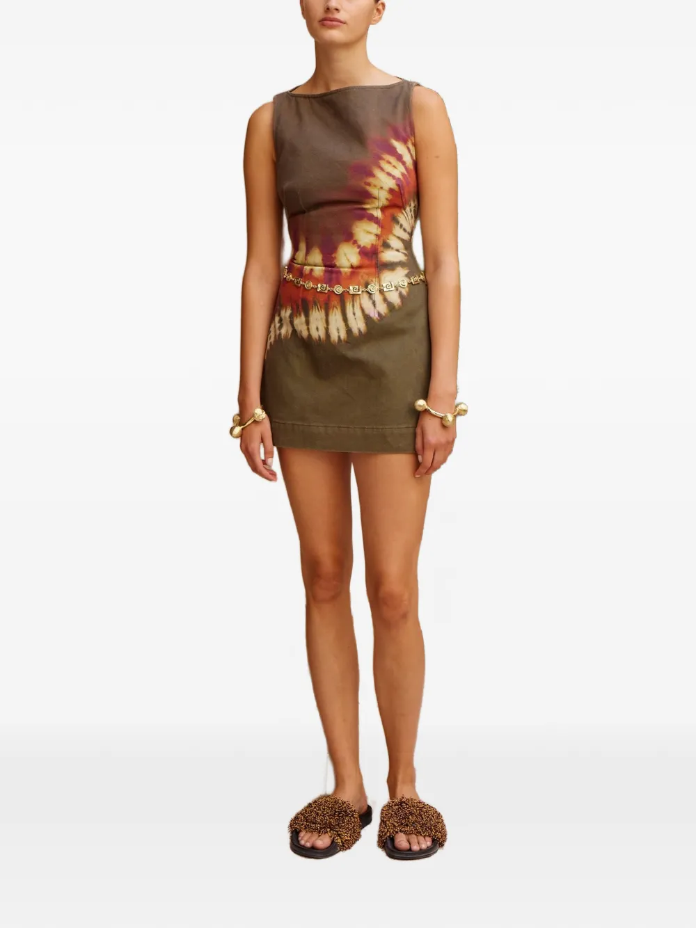 ALEMAIS Marilyn tie-dye denim mini dress - Verde