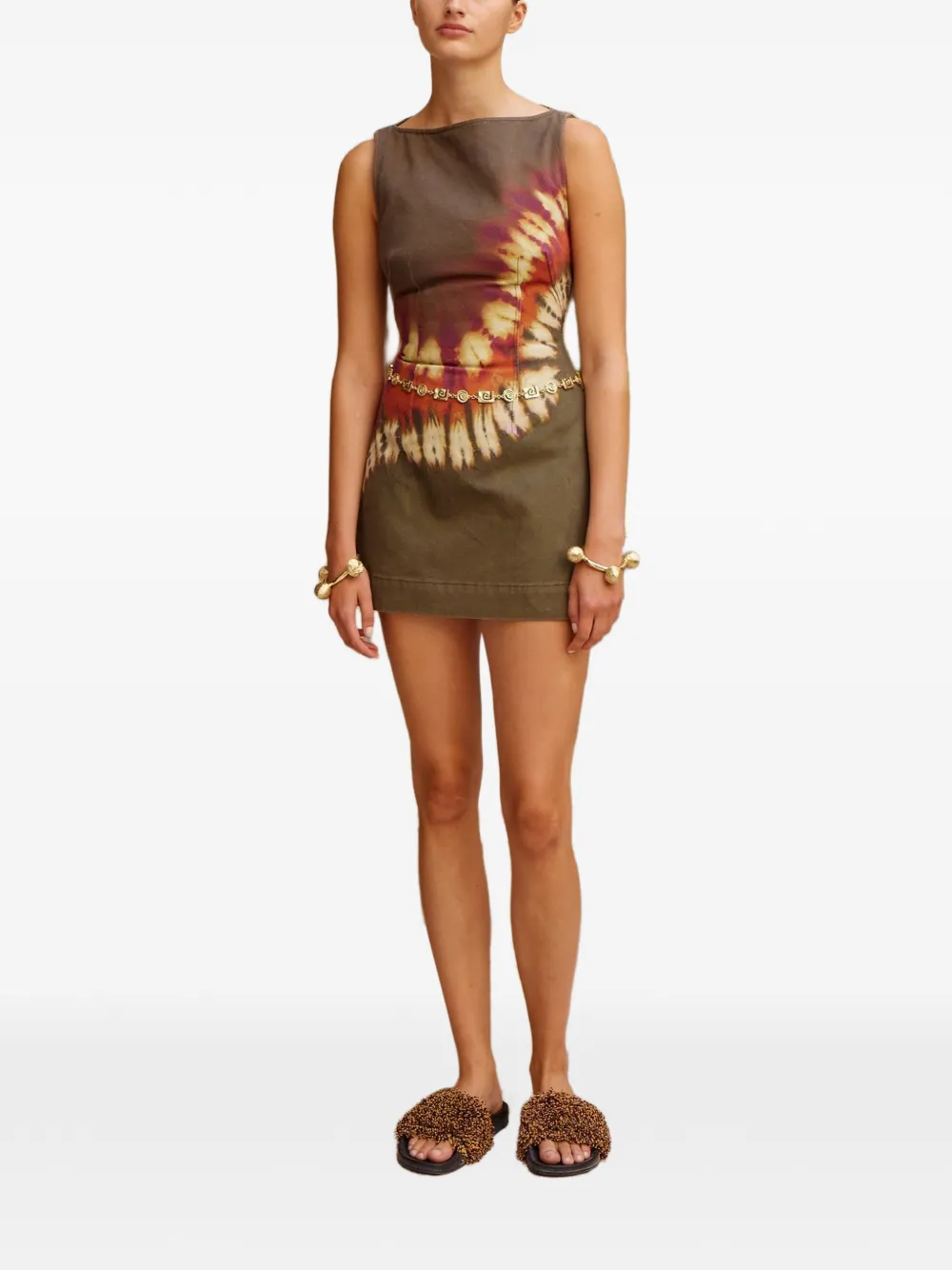 ALEMAIS Marilyn tie-dye denim mini dress - Verde