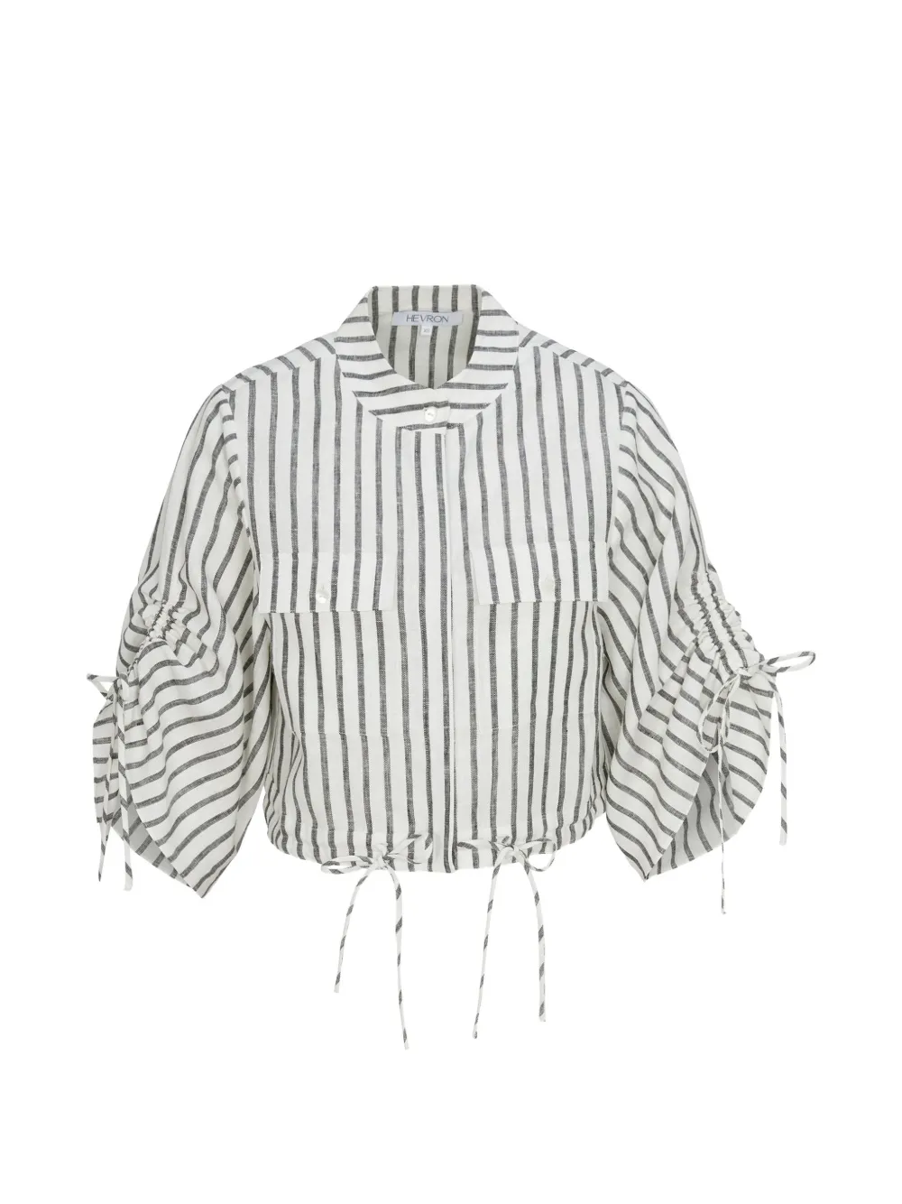 HEVRON Eva striped tie-detail top - Weiß