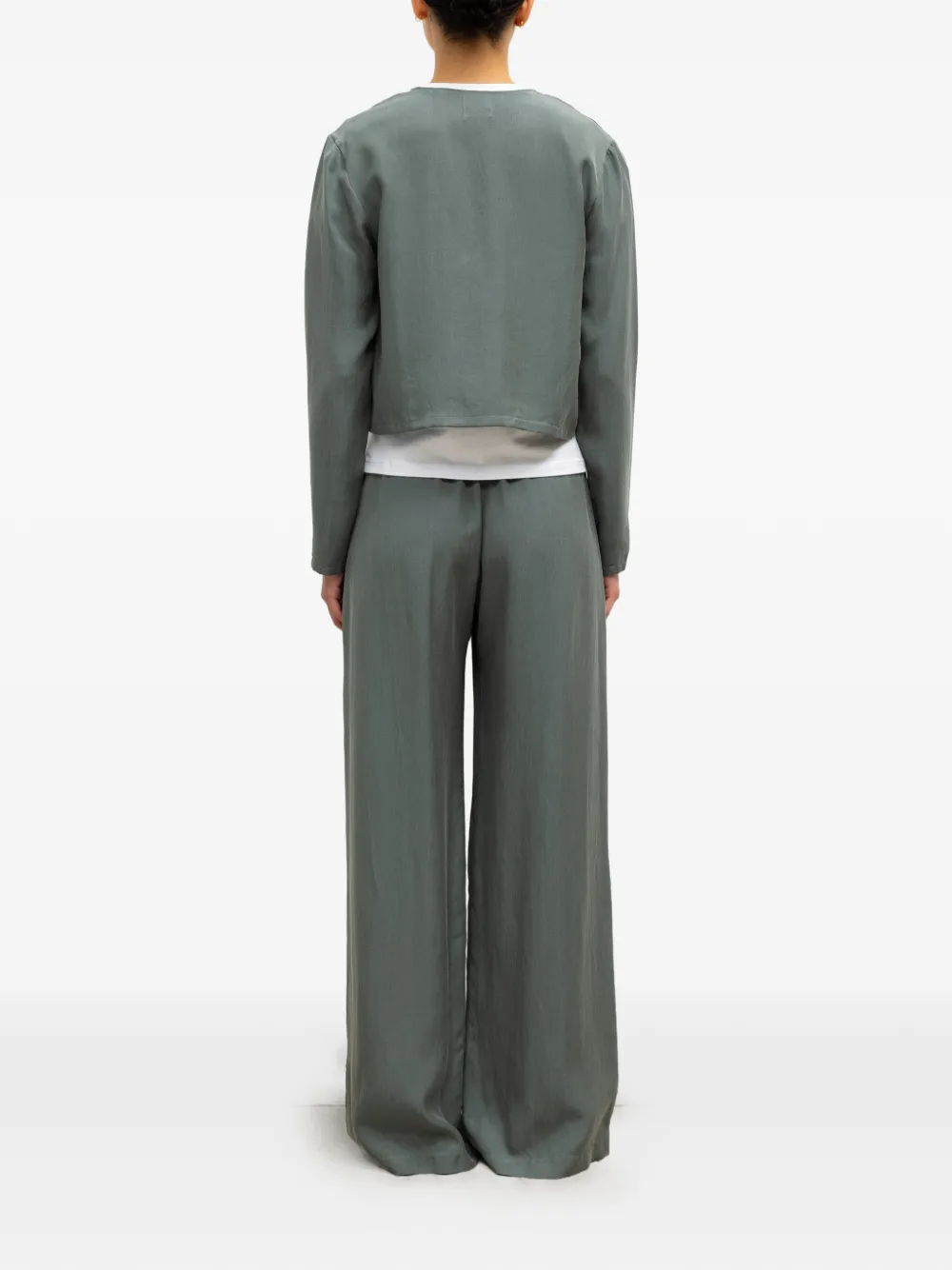 LESET Kim cropped top met knopen Groen