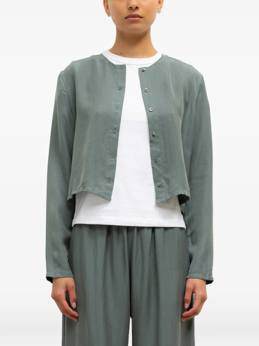 LESET Kim buttoned cropped top - Grün