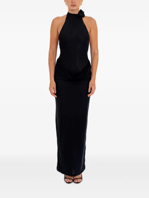 Maygel Coronel floral-detail draped long dress