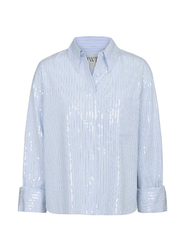 Twp Sequin-embelished Striped Shirt in Blue