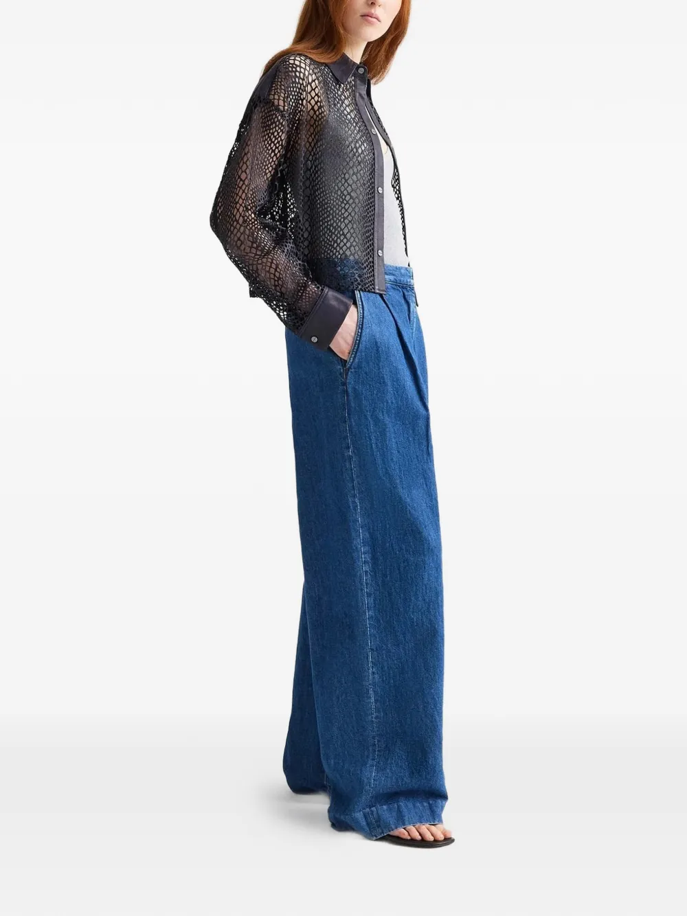 TWP Little Big Joe blouse met visnet zak Blauw