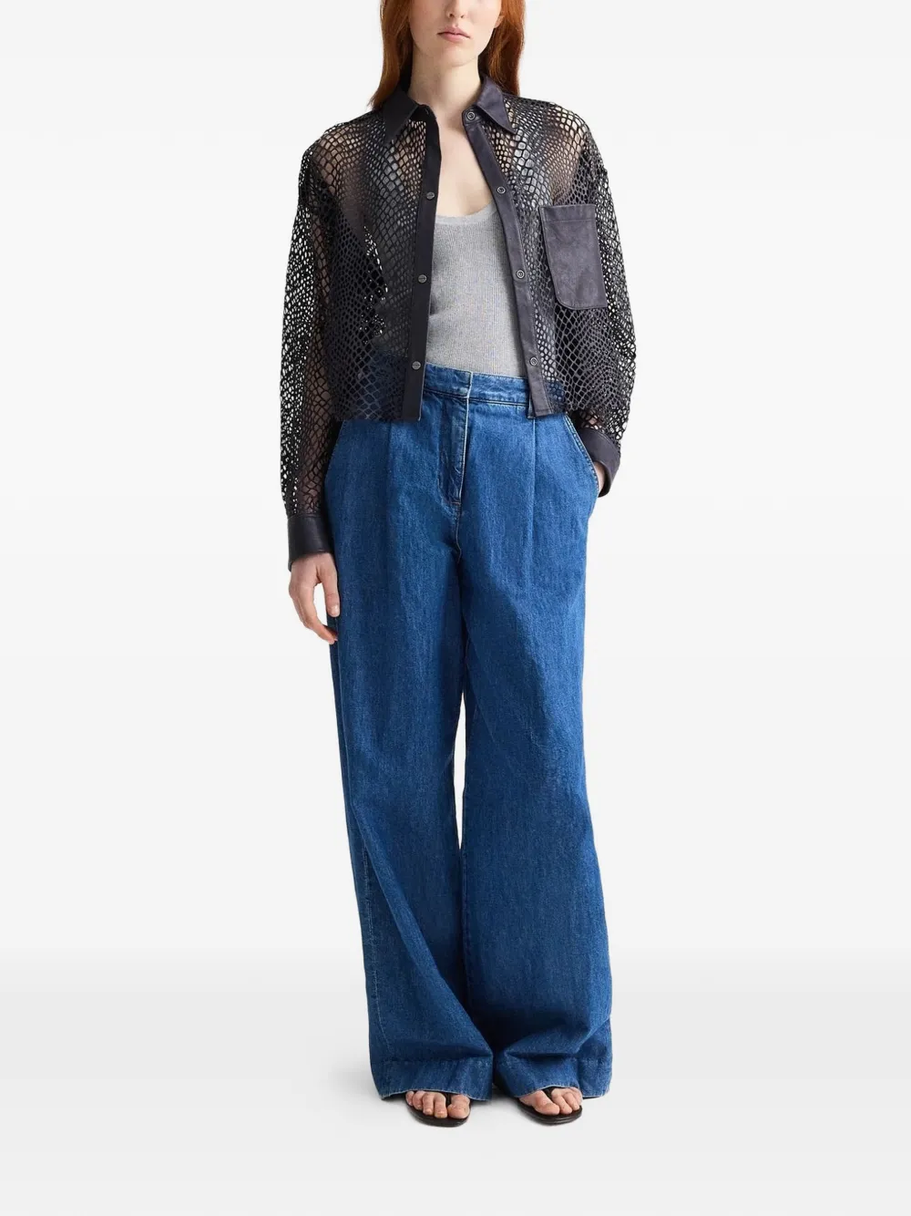 TWP Little Big Joe blouse met visnet zak Blauw