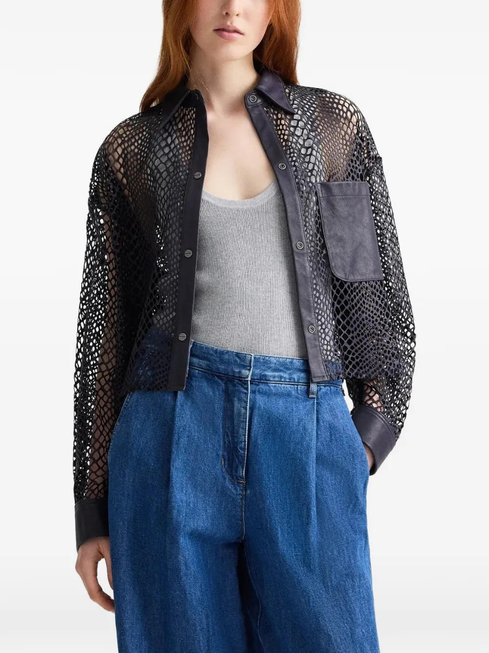 TWP Little Big Joe fishnet pocket shirt - Blu