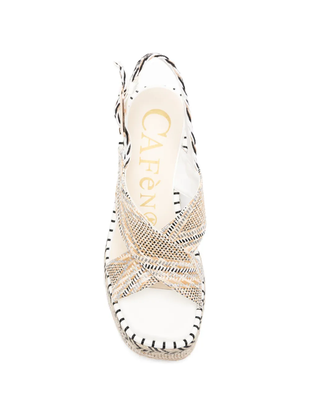CAFèNOIR woven crossover espadrilles Beige