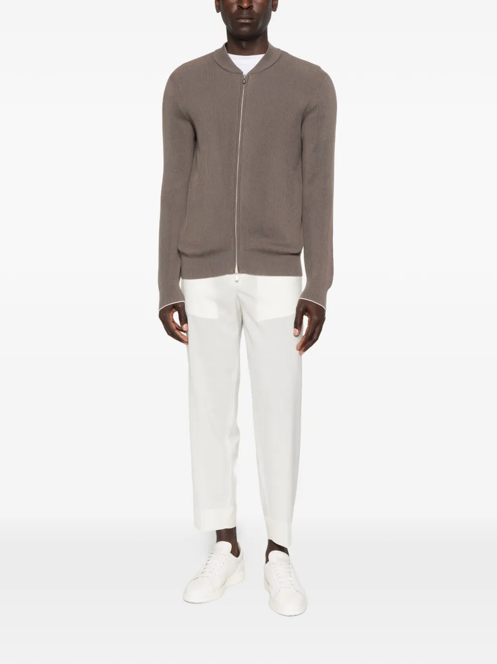 Brunello Cucinelli Geribbeld vest met ritssluiting Bruin