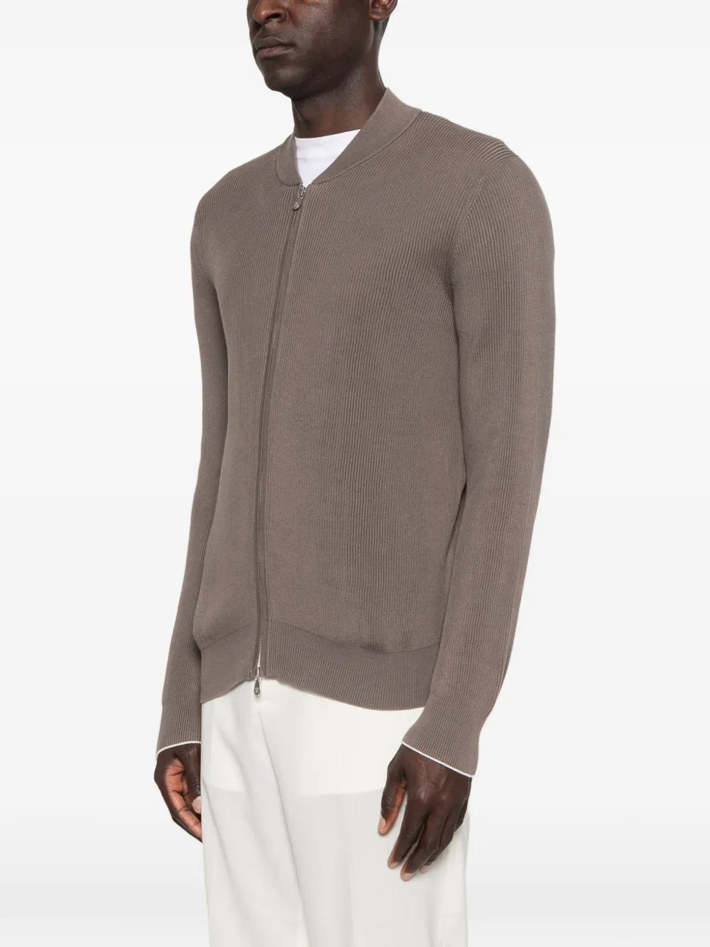 Brunello Cucinelli Geribbeld vest met ritssluiting Bruin