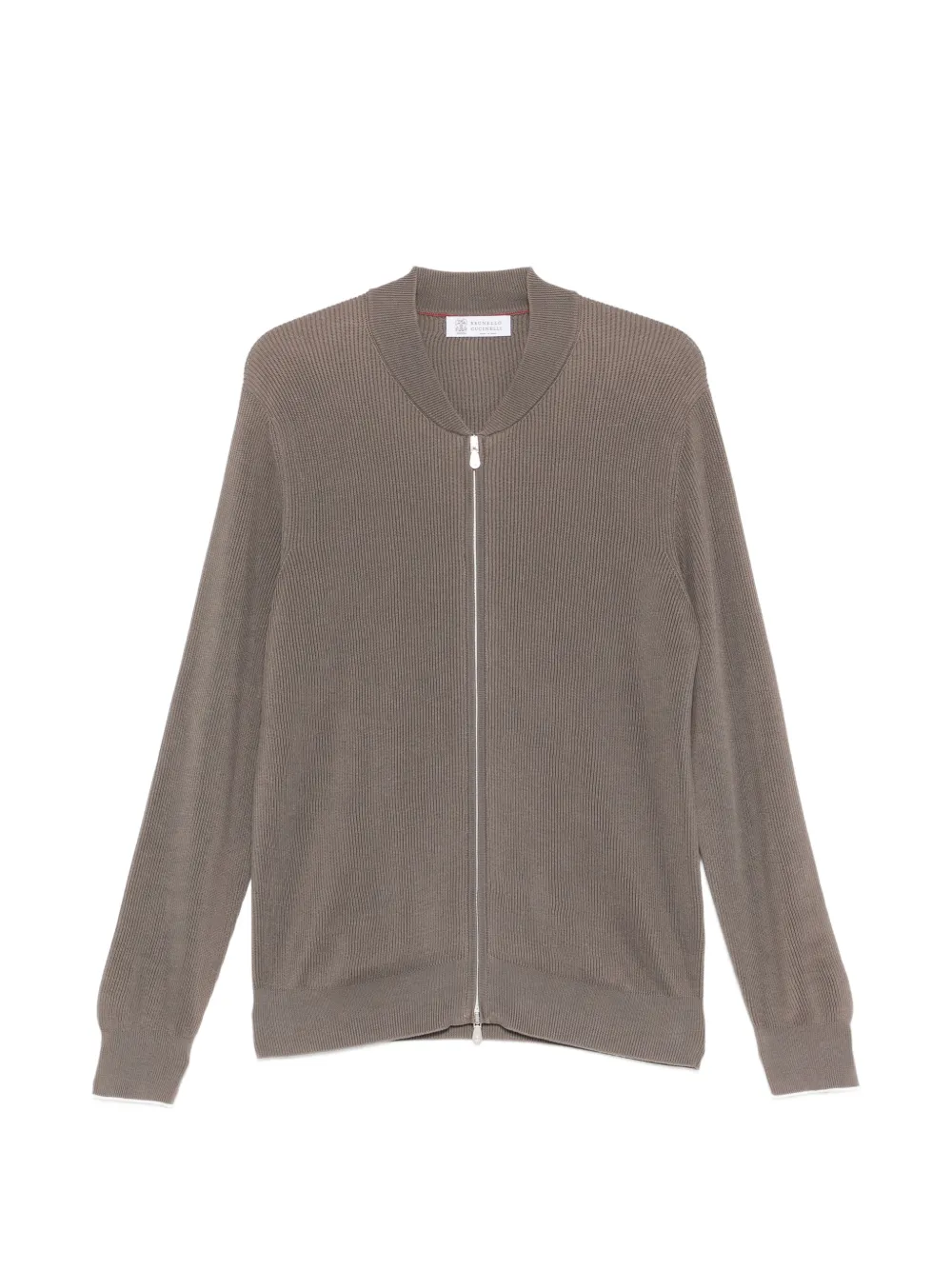 Brunello Cucinelli ribbed zip-fastening cardigan - Braun