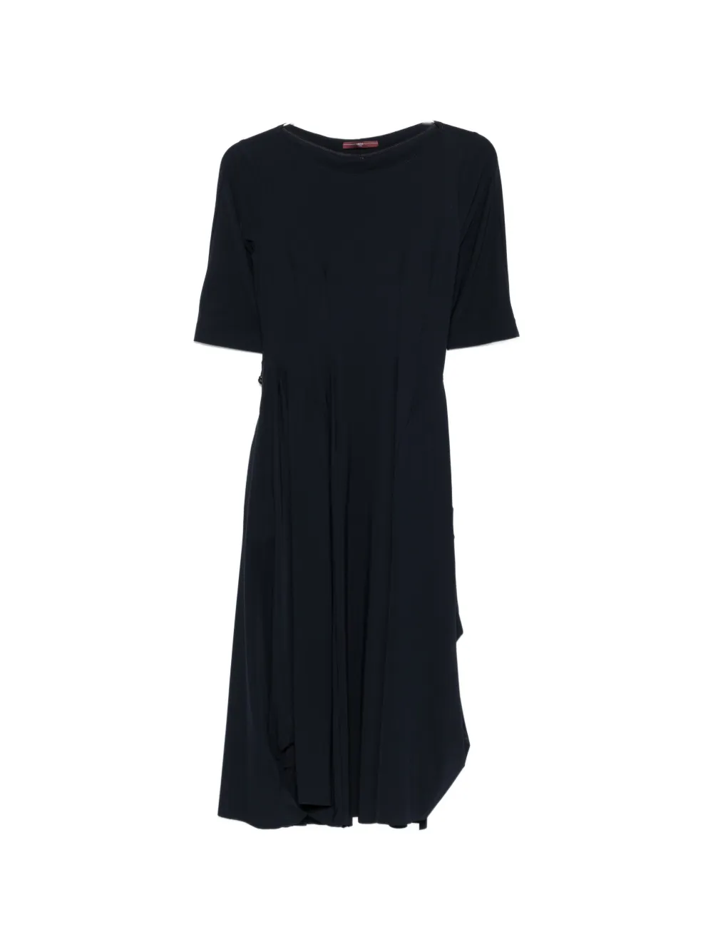 High crew-neck midi dress - Blu