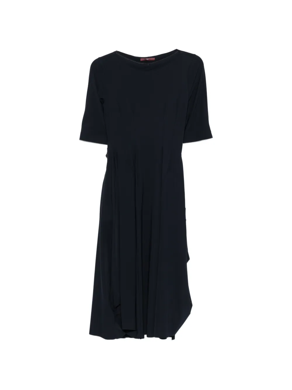 High crew-neck midi dress - Blu