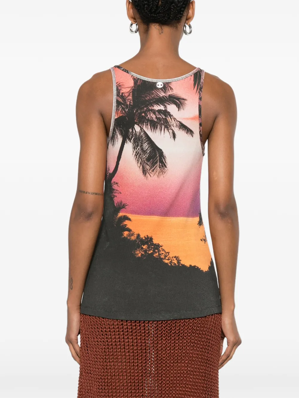 Rabanne Geribbelde tanktop met print Zwart