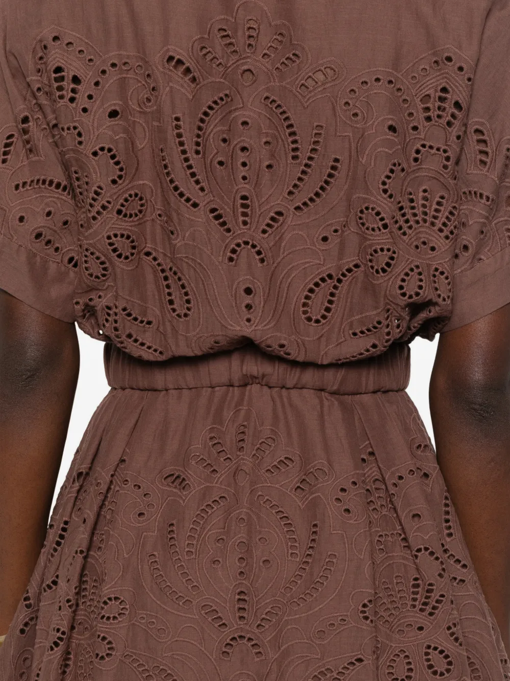 ERMANNO FIRENZE Broderie anglaise mini-jurk Bruin