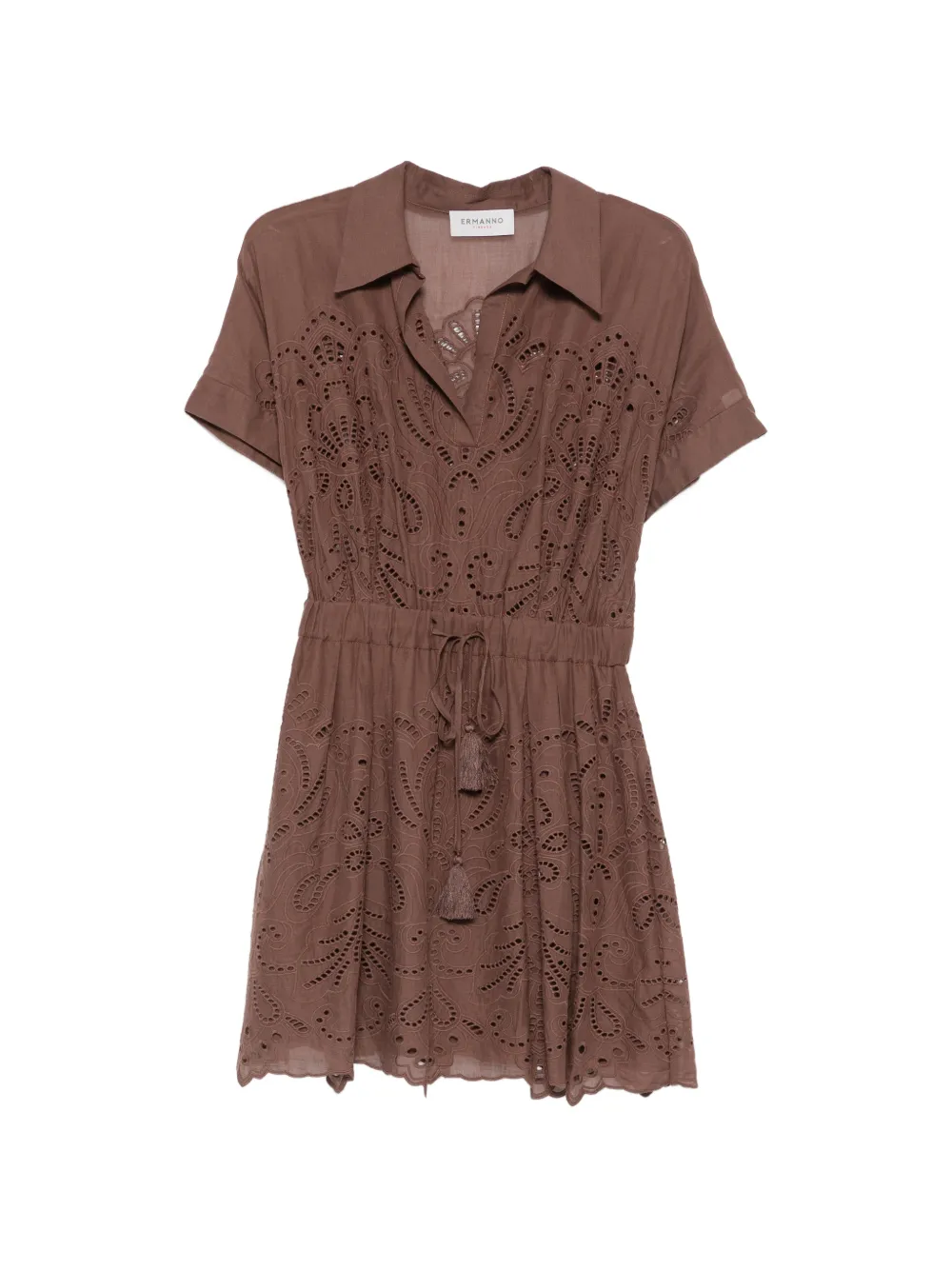 ERMANNO FIRENZE broderie-anglaise mini dress - Brown
