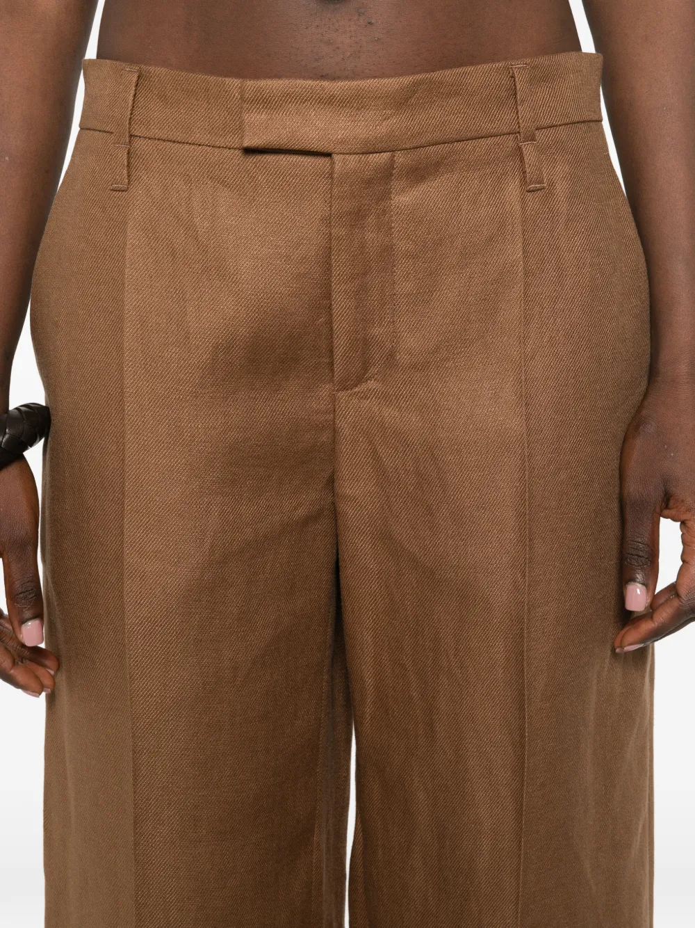 Brunello Cucinelli Geplooide broek met omgeslagen pijpen Bruin