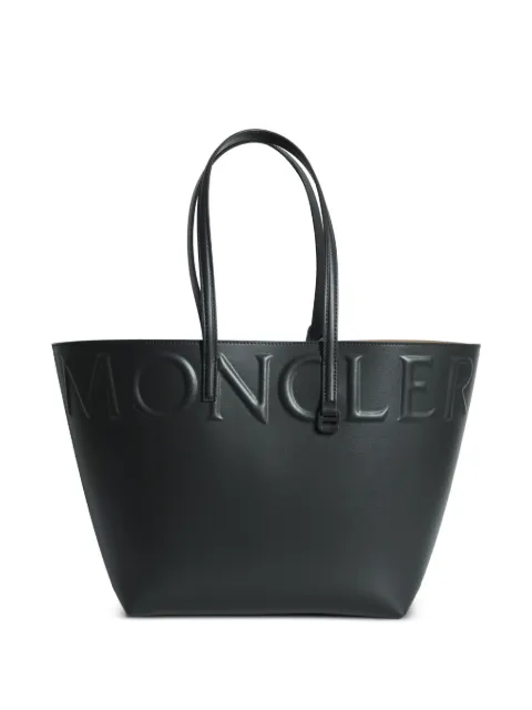 Moncler embossed-logo leather tote bag