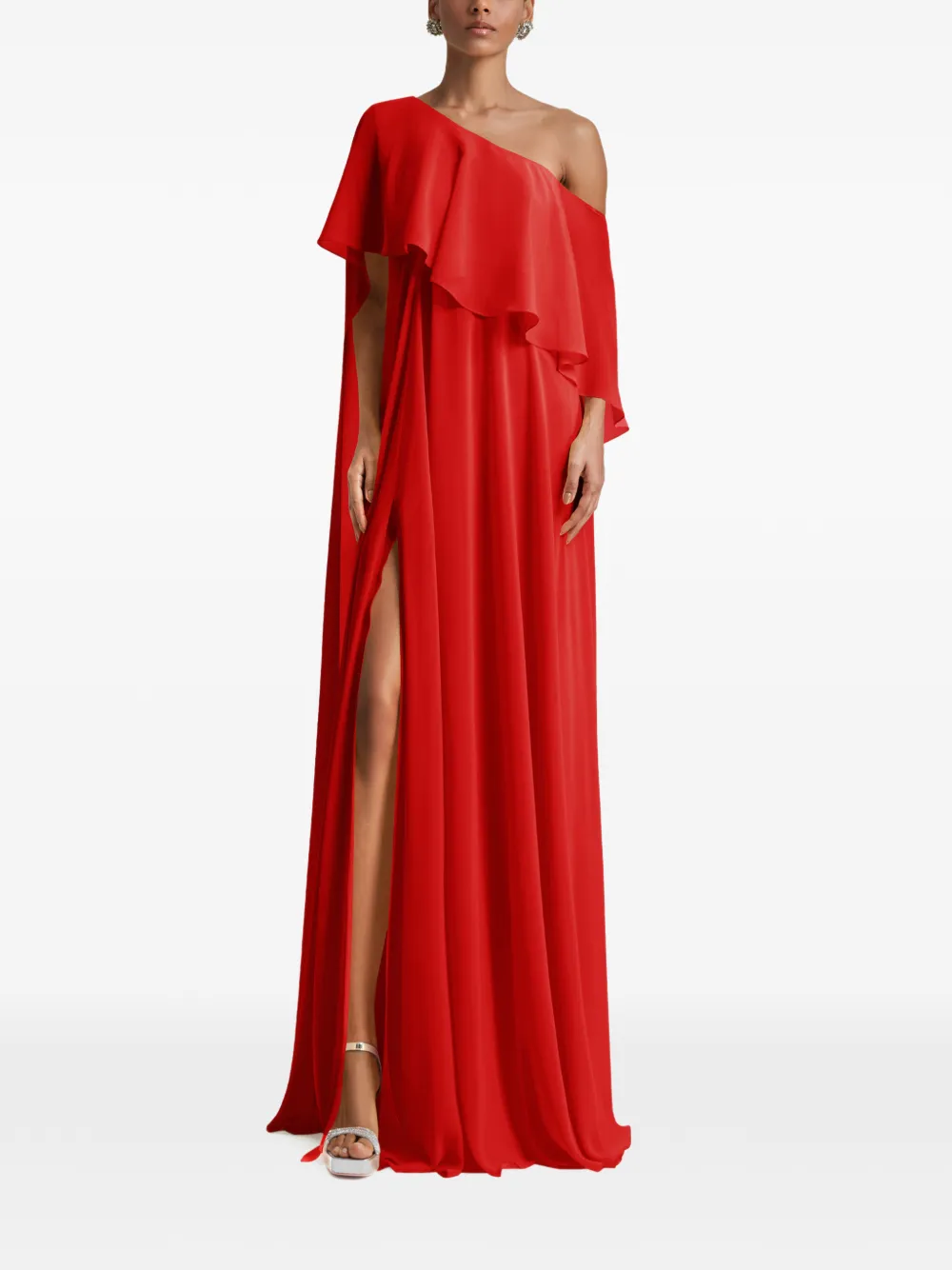 Gemy Maalouf one-shoulder ruffled dress - Rosso