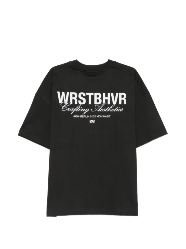 WRSTBHVR Studio V13 logo-print drop-shoulder T-shirt | Black