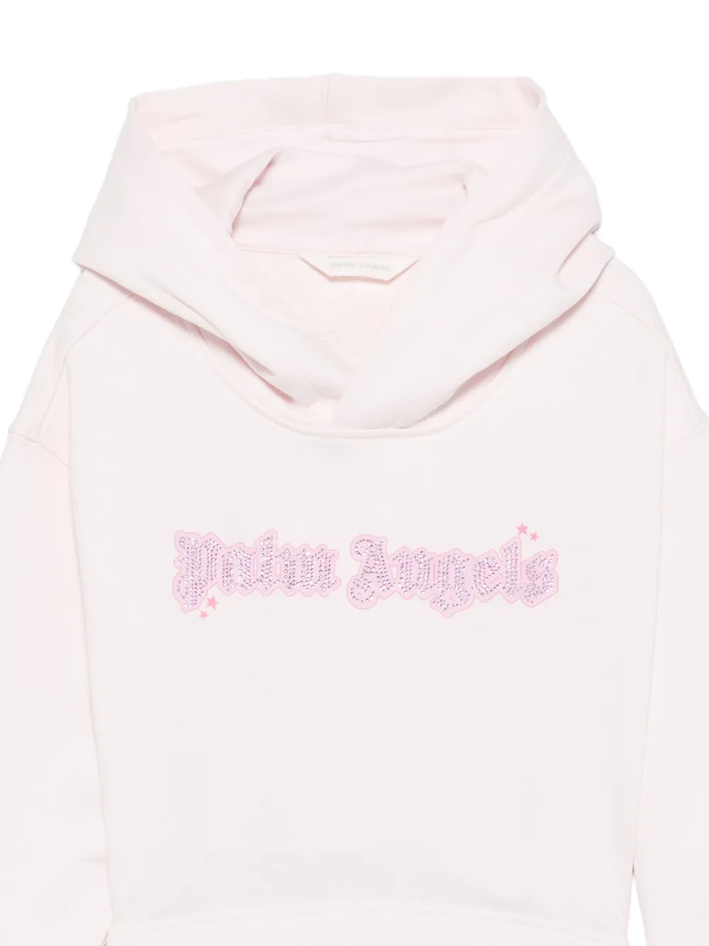 Palm Angels Kids Hoodie verfraaid met stras en logo Roze