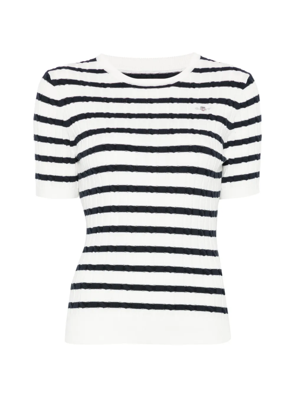 Gant horizontal-stripe cable-knit T-shirt - Bianco