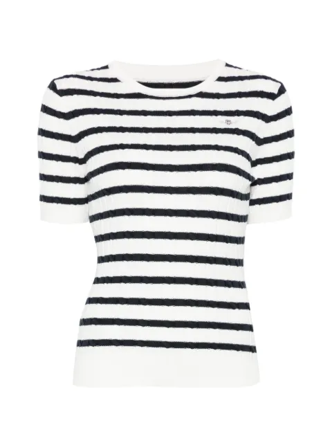 Gant horizontal-stripe cable-knit T-shirt
