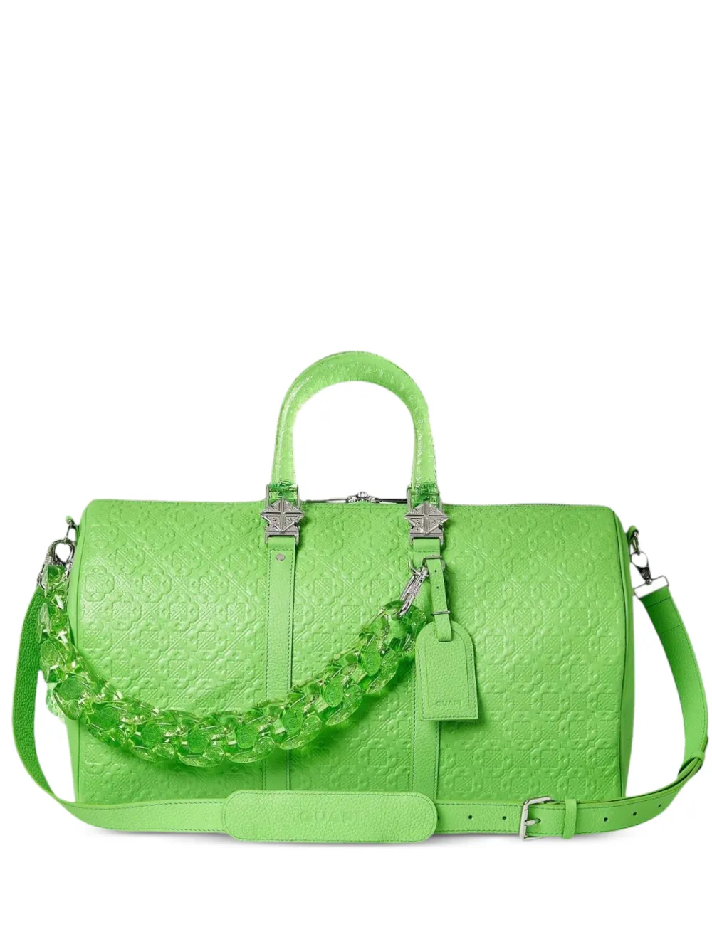GUAPI embossed chain leather duffle bag - Verde
